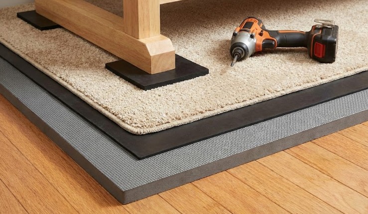 床に防音マットを敷いて振動と騒音を抑える