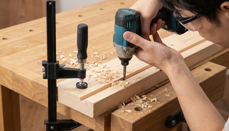 クランプ固定と段階的な切削で木割れや失敗を防ぐ方法