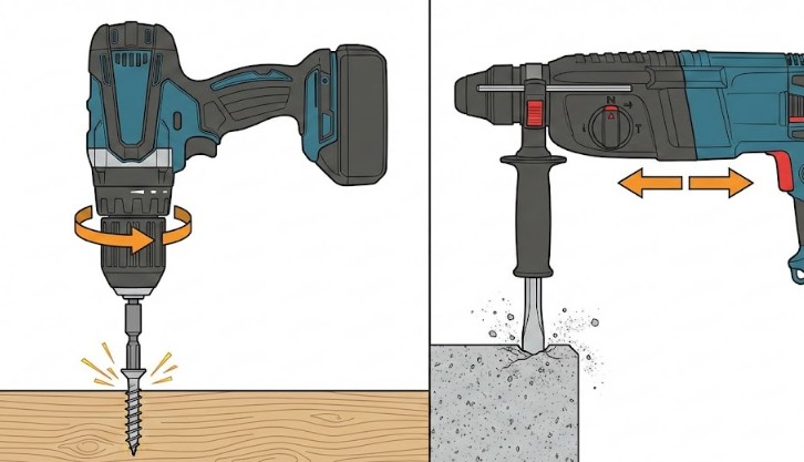 回転打撃と往復運動の力学的な違い