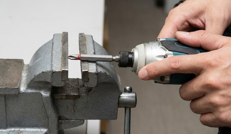 万力で固定し逆回転の衝撃で噛み込みを外す方法