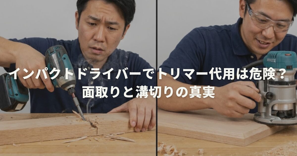 インパクトドライバーでトリマー代用は危険？面取りと溝切りの真実