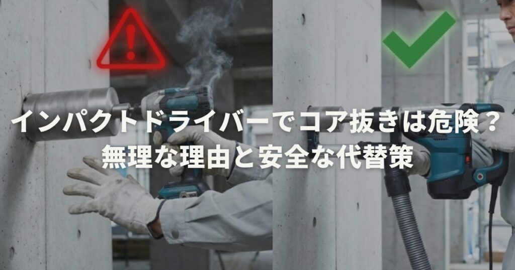 インパクトドライバーでコア抜きは危険？無理な理由と安全な代替策