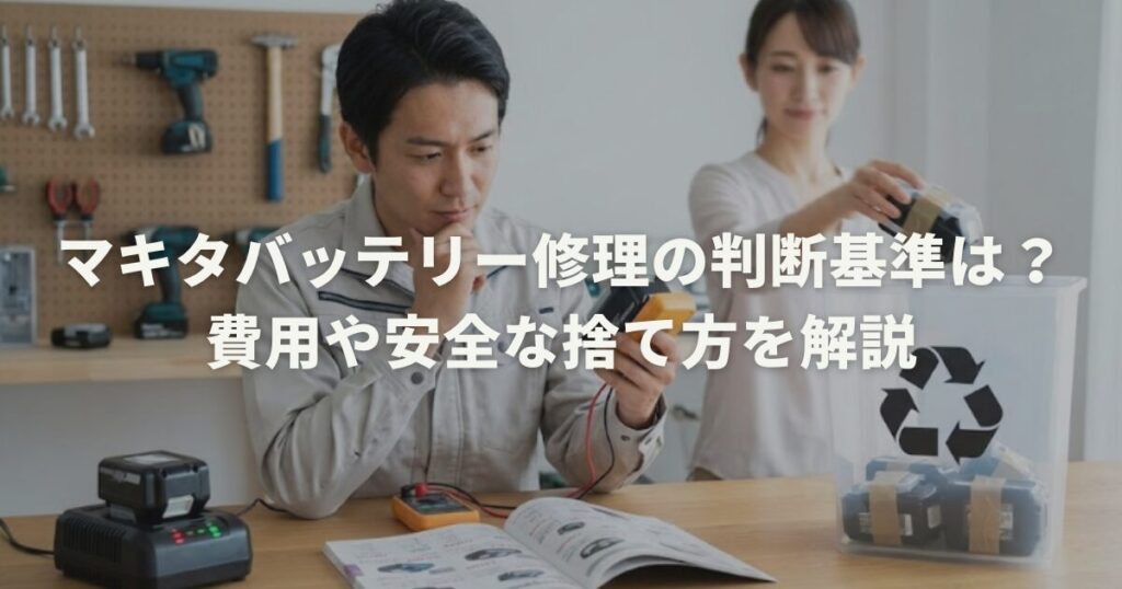 マキタバッテリー修理の判断基準は？費用や安全な捨て方を解説
