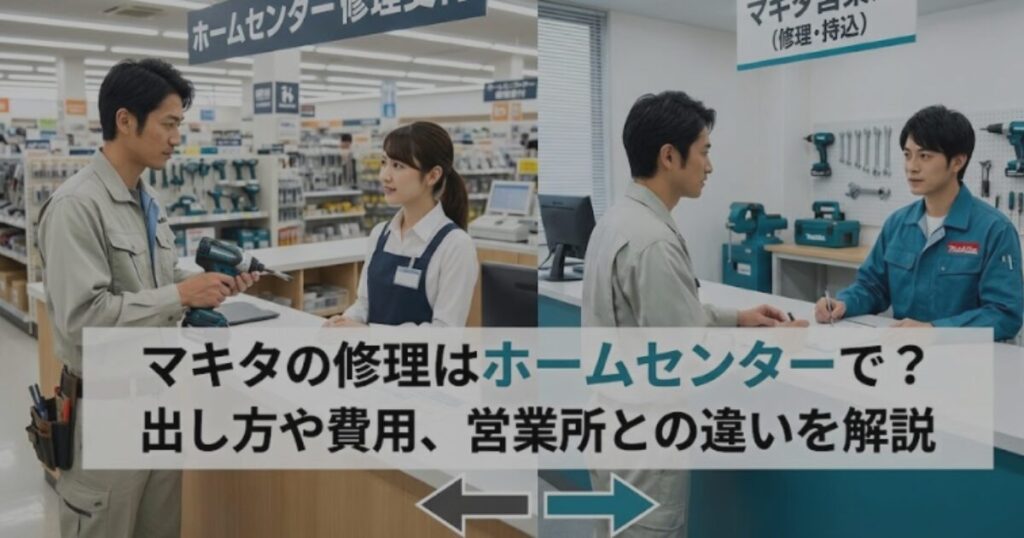 マキタの修理はホームセンターで？出し方や費用、営業所との違いを解説
