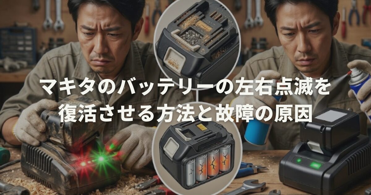 マキタのバッテリーの左右点滅を復活させる方法と故障の原因
