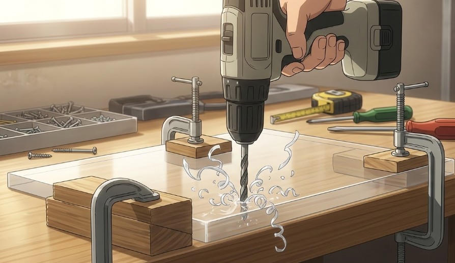 厚手のアクリル板に対応する鉄工用ドリルの使い方