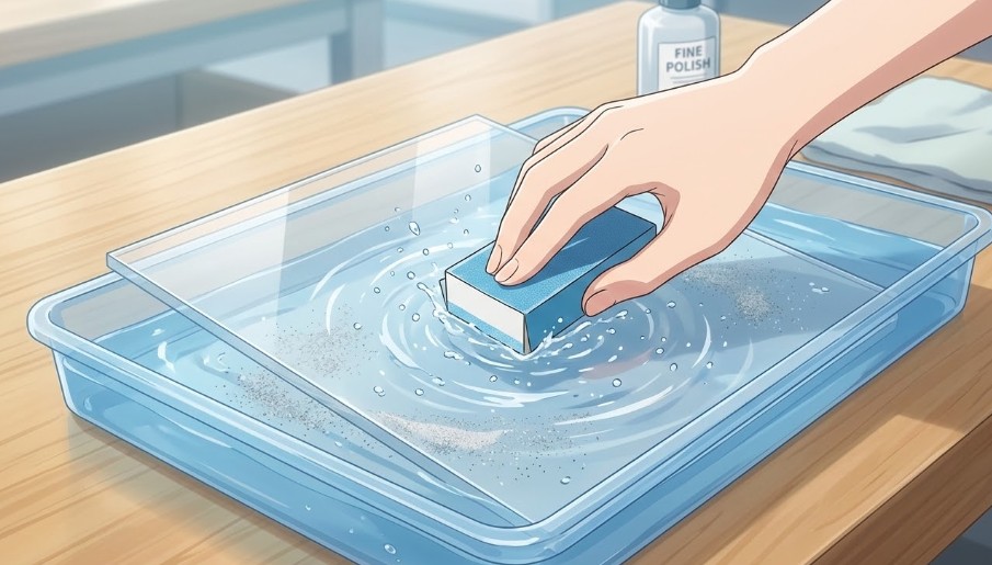 仕上げの研磨に役立つサンドペーパーの水研ぎ術