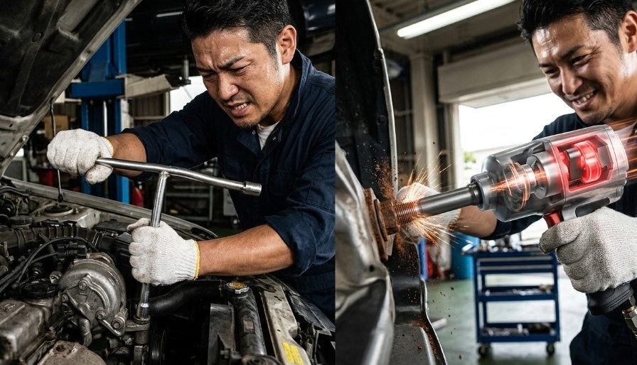 固着したボルトが緩まない悩みを打破する打撃機構