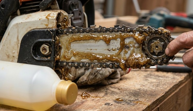 チェーンソーオイルの代用にサラダ油を使う固着リスク