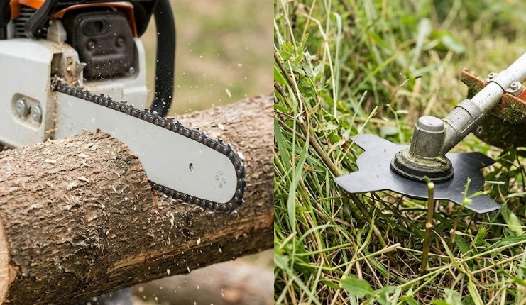 チェーンソーと草刈り用アタッチメントの機能的相違
