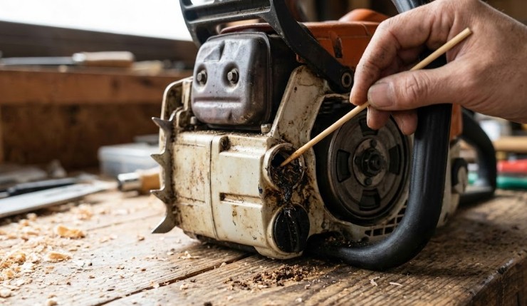 ガイドバーを外して詰まりの原因を特定する