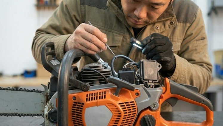 ハスクバーナの電子制御とパルスホースの点検