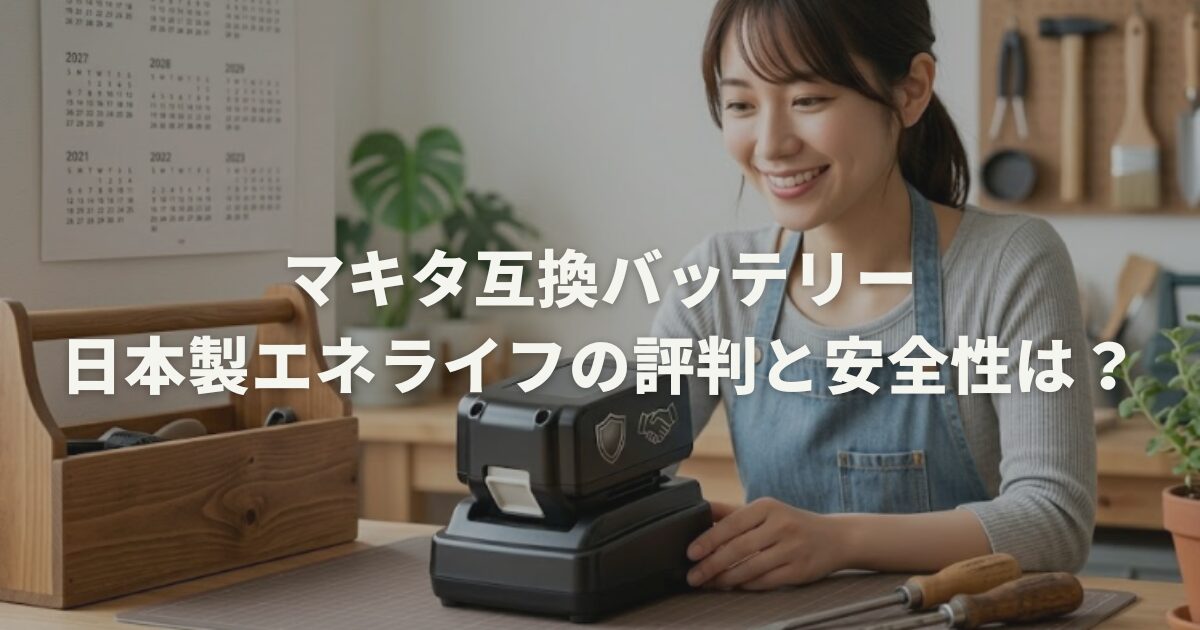 マキタ互換バッテリー日本製エネライフの評判と安全性は？