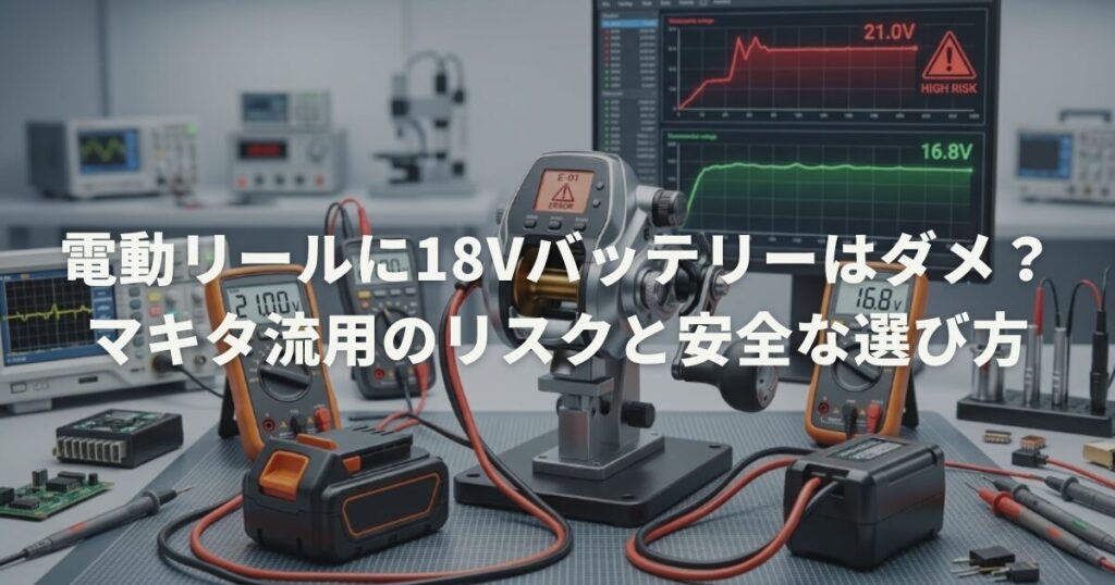 【徹底検証】電動リールに18Vバッテリーはダメ？マキタ流用のリスクと安全な選び方