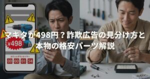 マキタが498円？詐欺広告の見分け方と本物の格安パーツ解説